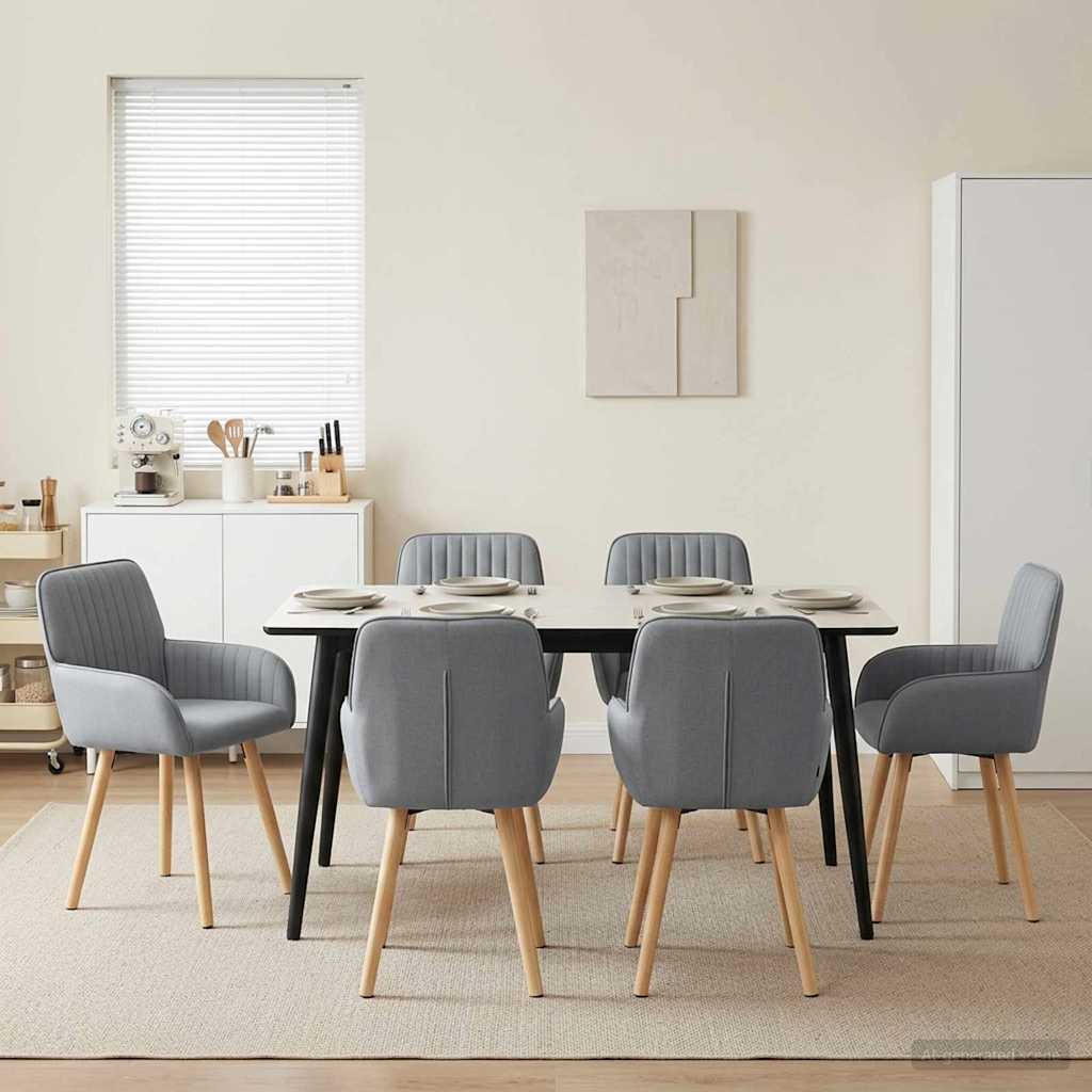 Trpezarijske stolice 6 pcs Tkanina Svjetlosiva