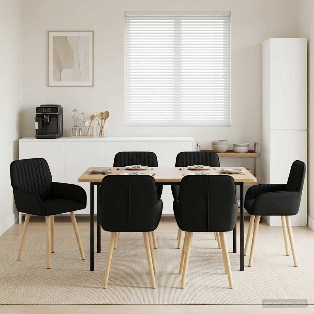 Trpezarijske stolice 6 pcs Tkanina Crna 56,5 x 50 x 87,5 cm