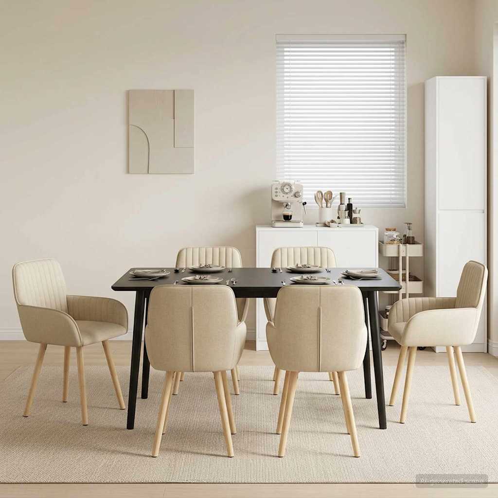 Trpezarijske stolice 6 pcs Tkanina Krem 56,5 x 50 x 87,5 cm