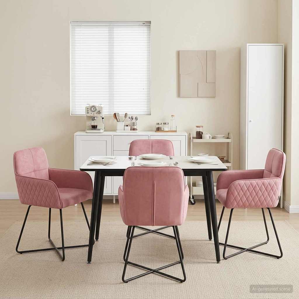 Trpezarijske stolice 4 pcs Baršun Ružičasta 59 x 56,5 x 86 cm