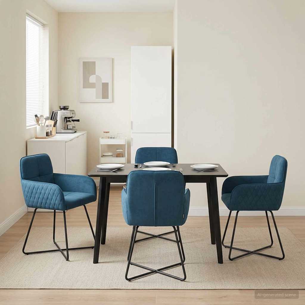 Trpezarijske stolice 4 pcs Baršun Plava 59 x 56,5 x 86 cm