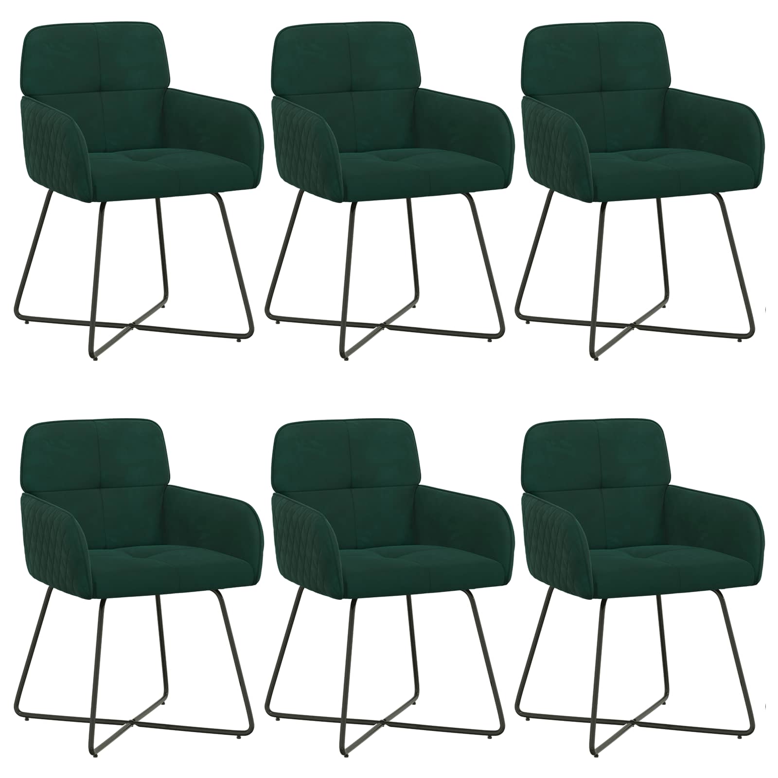 Trpezarijske stolice 6 pcs Baršun Tamnozelena 59 x 56,5 x 86 cm
