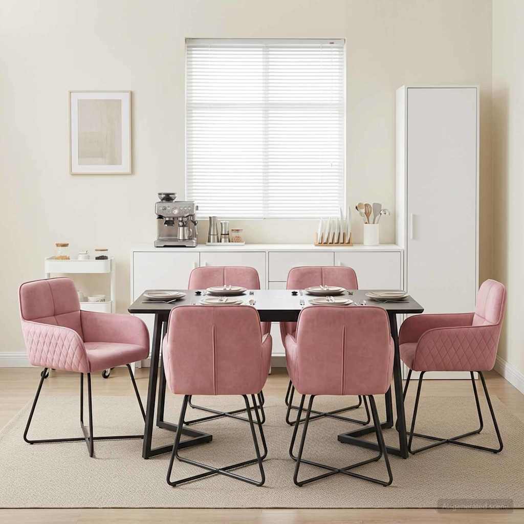 Trpezarijske stolice 6 pcs Baršun Ružičasta 59 x 56,5 x 86 cm