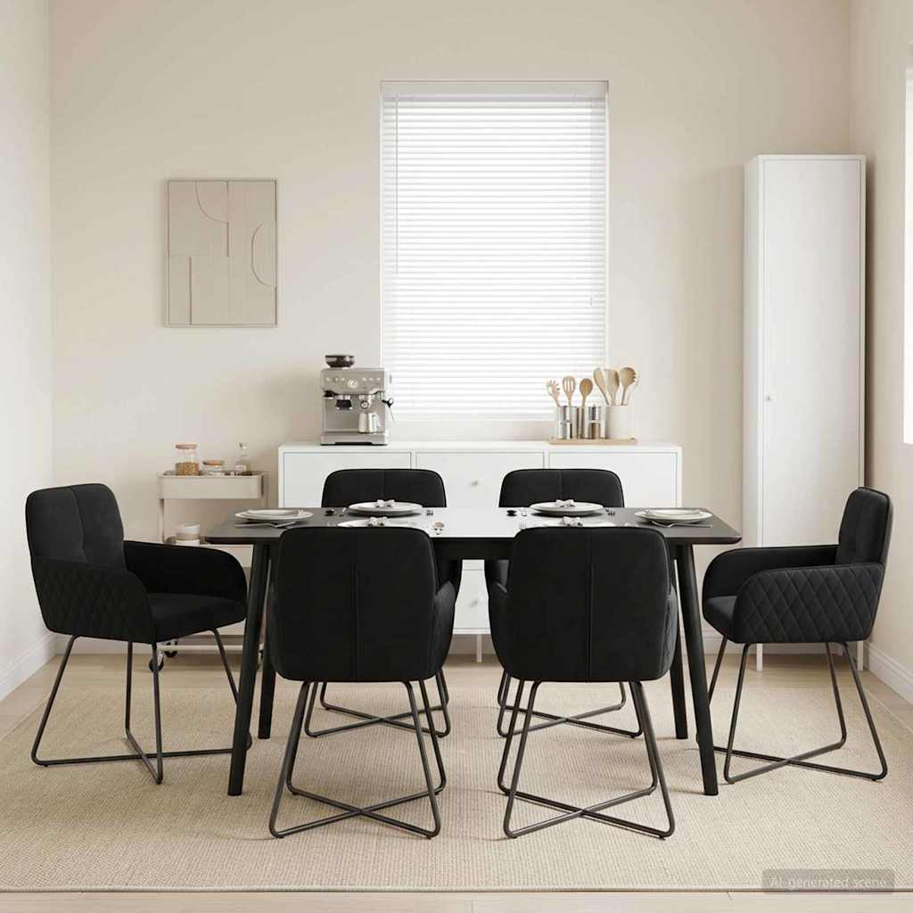 Trpezarijske stolice 6 pcs Baršun Crna 59 x 56,5 x 86 cm