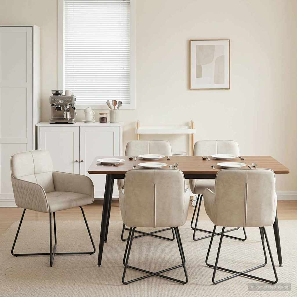 Trpezarijske stolice 6 pcs Baršun Krem 59 x 56,5 x 86 cm
