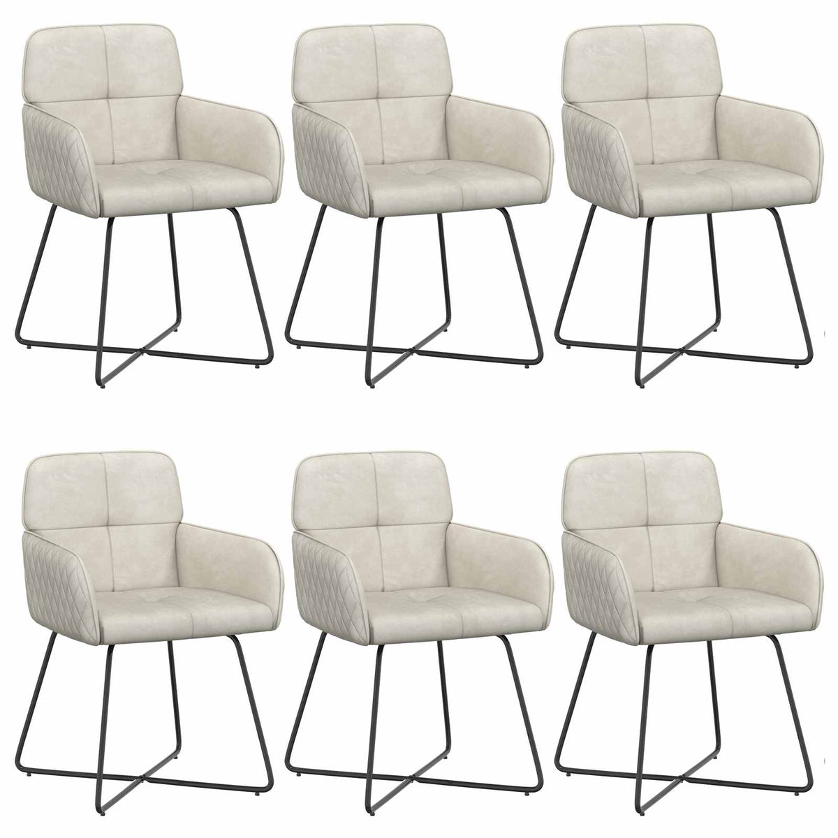 Trpezarijske stolice 6 pcs Baršun Krem 59 x 56,5 x 86 cm
