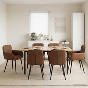 Trpezarijske stolice 6 pcs Umetnička suknja koža Smeđa