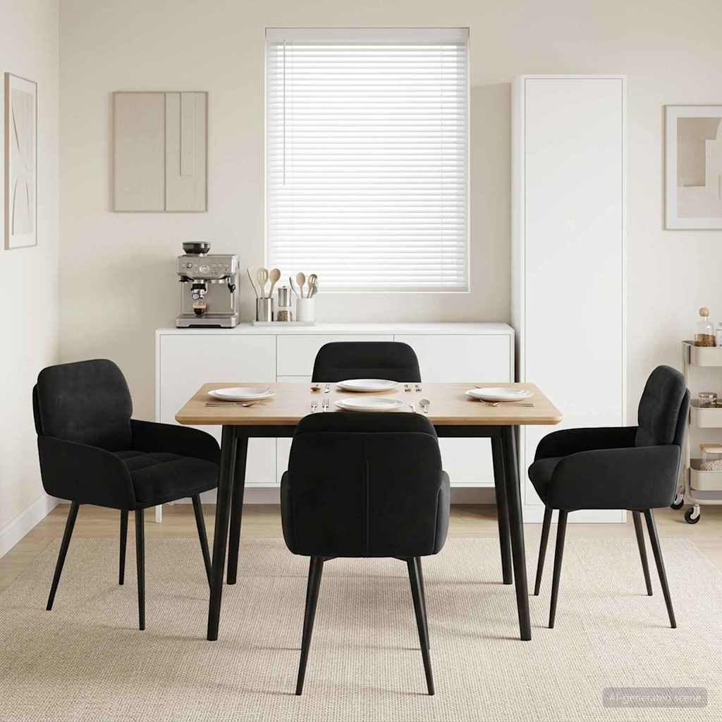 Trpezarijske stolice 4 pcs Baršun Crna 59 x 59,5 x 90 cm