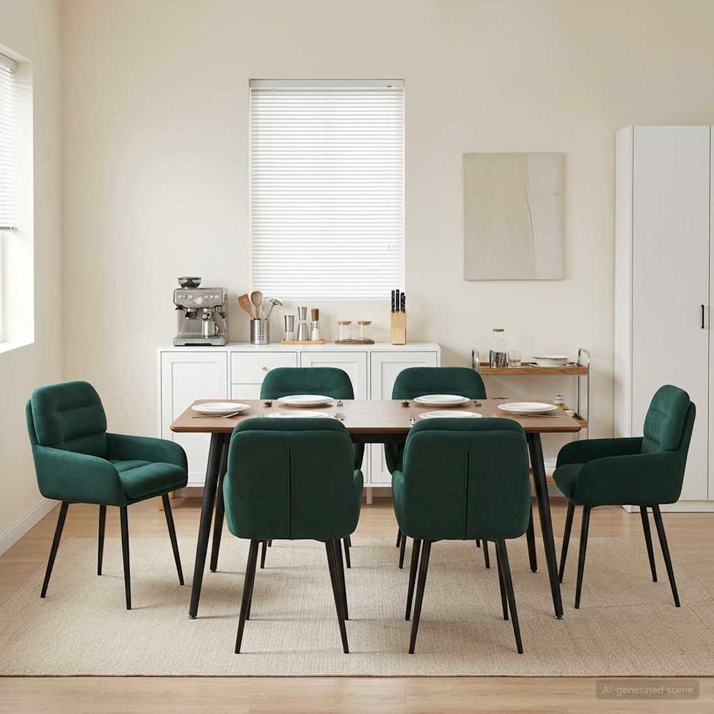 Trpezarijske stolice 6 pcs Baršun Tamnozelena 59 x 59,5 x 90 cm