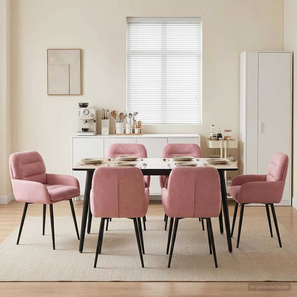 Trpezarijske stolice 6 pcs Baršun Ružičasta 59 x 59,5 x 90 cm