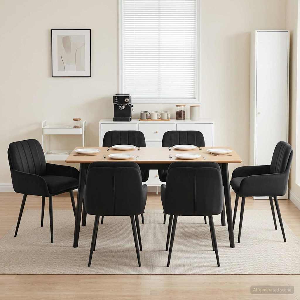 Trpezarijske stolice 6 pcs Baršun Crna 59 x 59,5 x 90 cm