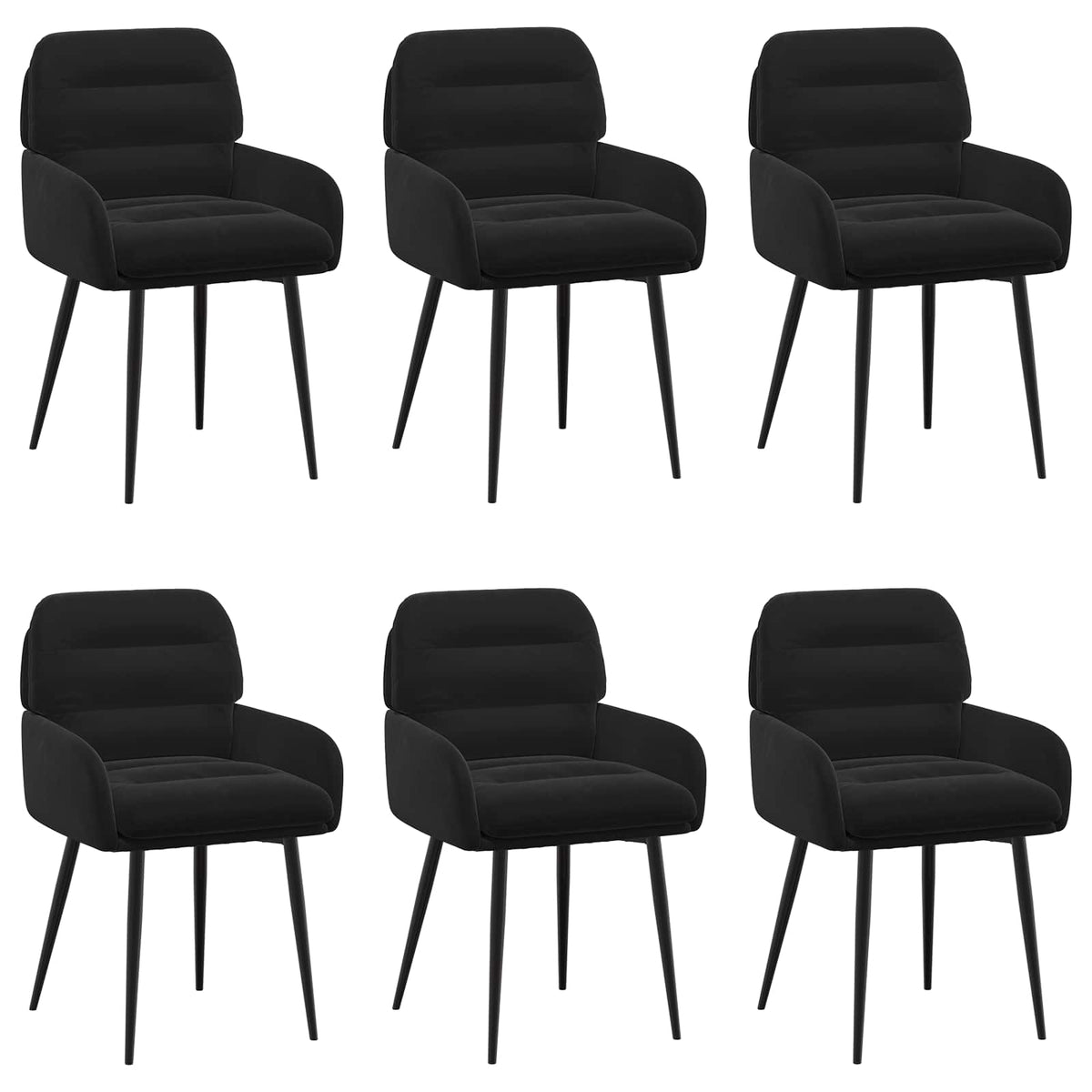 Trpezarijske stolice 6 pcs Baršun Crna 59 x 59,5 x 90 cm