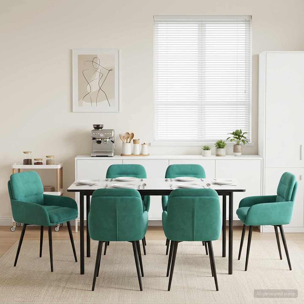 Trpezarijske stolice 6 pcs Baršun Tirkizna 59 x 59,5 x 90 cm