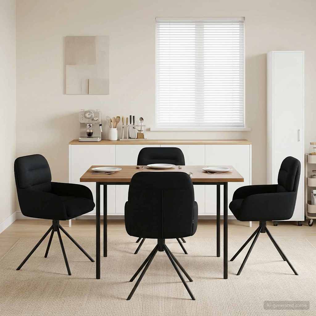 Okretne blagovaonske stolice 4 pcs Umjetna koža Crna