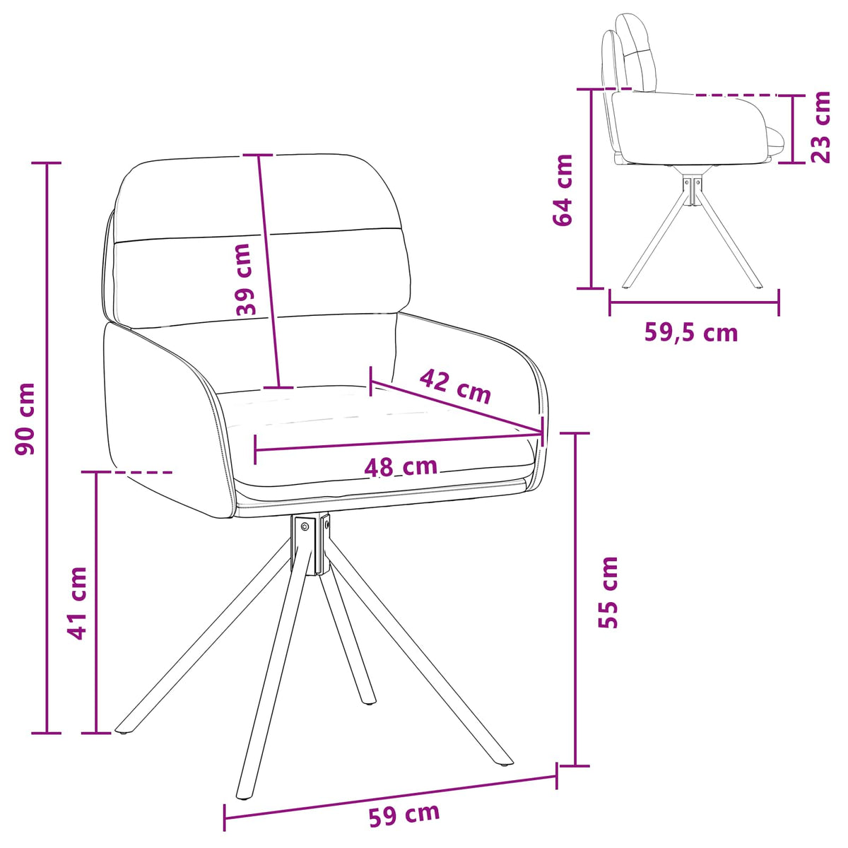 Okretne blagovaonske stolice 4 pcs Umjetna koža Vinska crvena