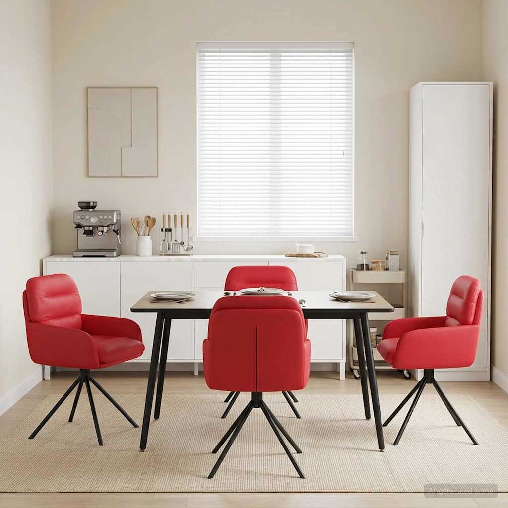 Okretne blagovaonske stolice 4 pcs Umjetna koža Crvena