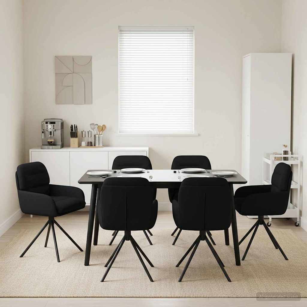 Okretne blagovaonske stolice 6 pcs Umjetna koža Crna