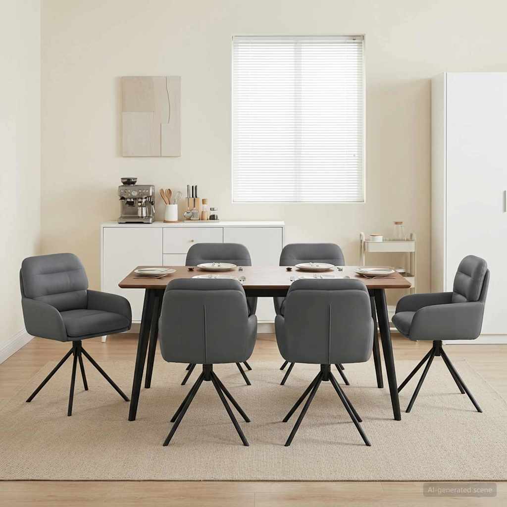 Okretne blagovaonske stolice 6 pcs Umjetna koža Siva