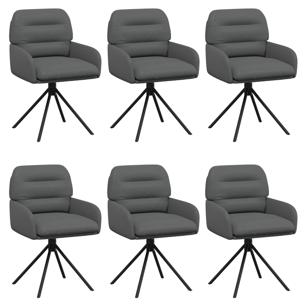 Okretne blagovaonske stolice 6 pcs Umjetna koža Siva