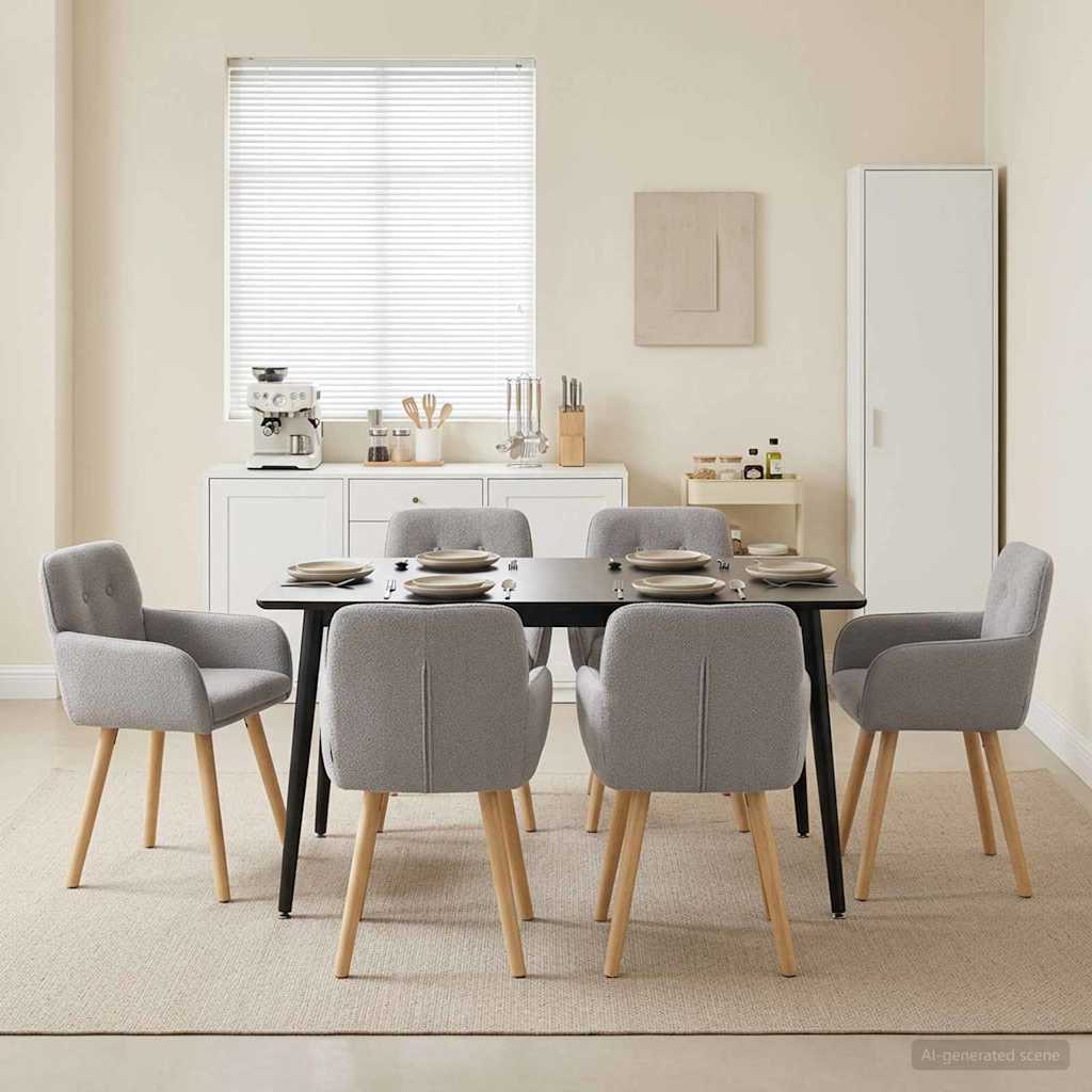 Trpezarijske stolice 6 pcs Bouclé Svjetlosiva 59 x 57 x 85 cm