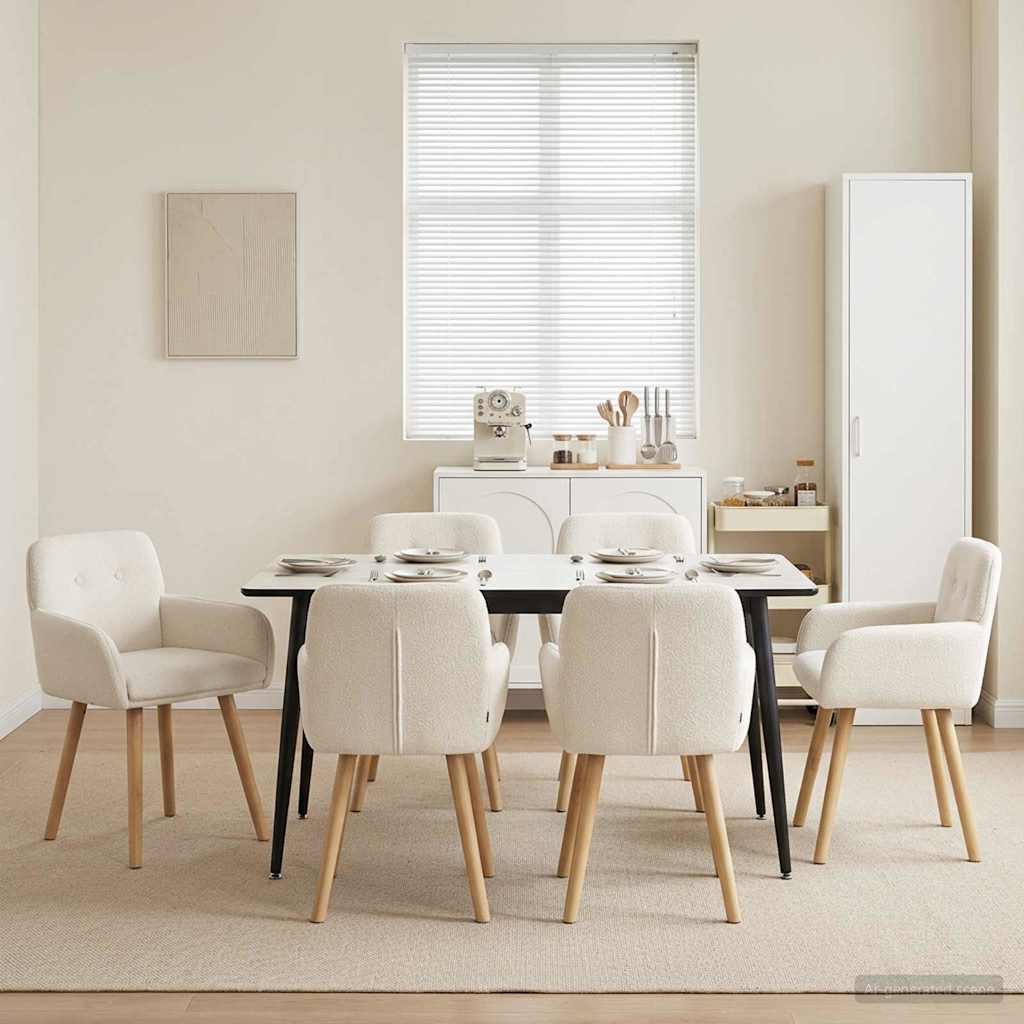Trpezarijske stolice 6 pcs Bouclé Krem 59 x 57 x 85 cm