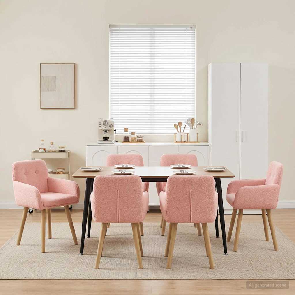 Trpezarijske stolice 6 pcs Bouclé Ružičasta 59 x 57 x 85 cm