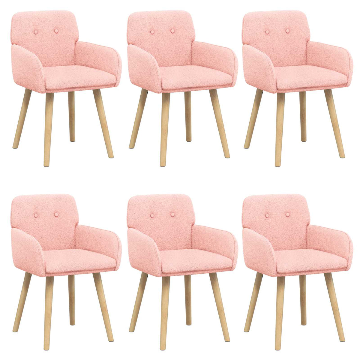 Trpezarijske stolice 6 pcs Bouclé Ružičasta 59 x 57 x 85 cm