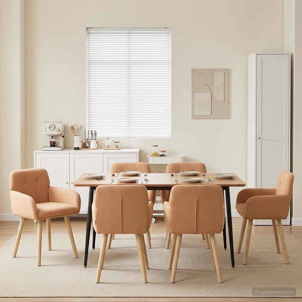 Trpezarijske stolice 6 pcs Bouclé Bež 59 x 57 x 85 cm