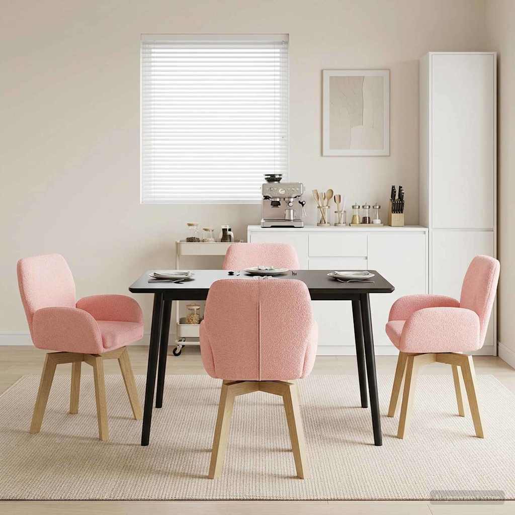 Okretne blagovaonske stolice 4 pcs Bouclé Ružičasta
