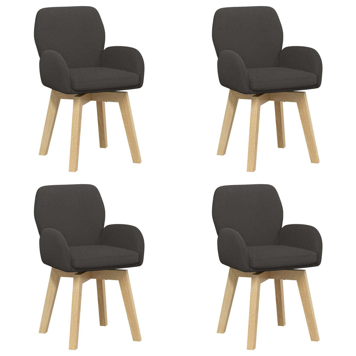 Okretne blagovaonske stolice 4 pcs Bouclé Tamnosiva
