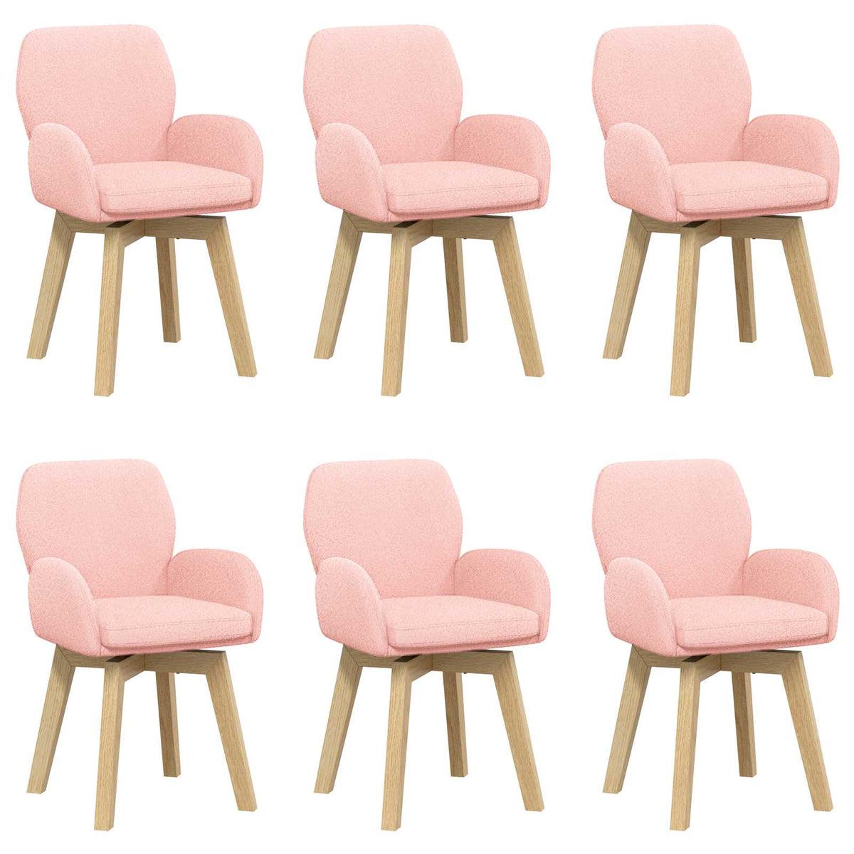 Okretne blagovaonske stolice 6 pcs Bouclé Ružičasta