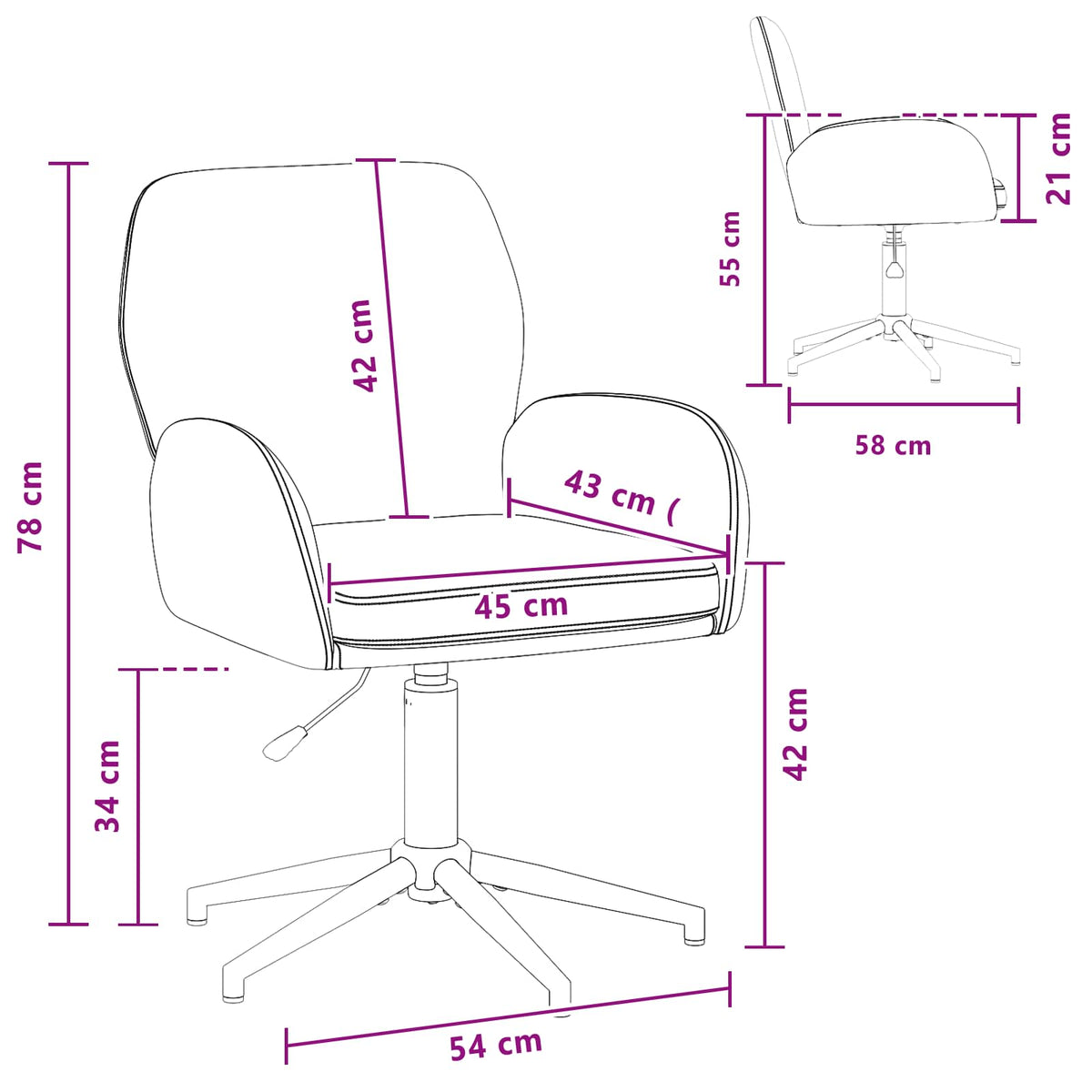 Okretne radne stolice 6 kom. 54 x 58 x 90 cm Svjetlosiva