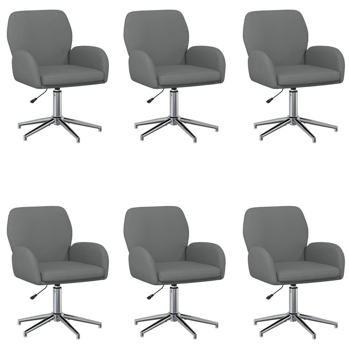 Okretne radne stolice 6 kom. 54 x 58 x 90 cm Tamnosiva Tkanina