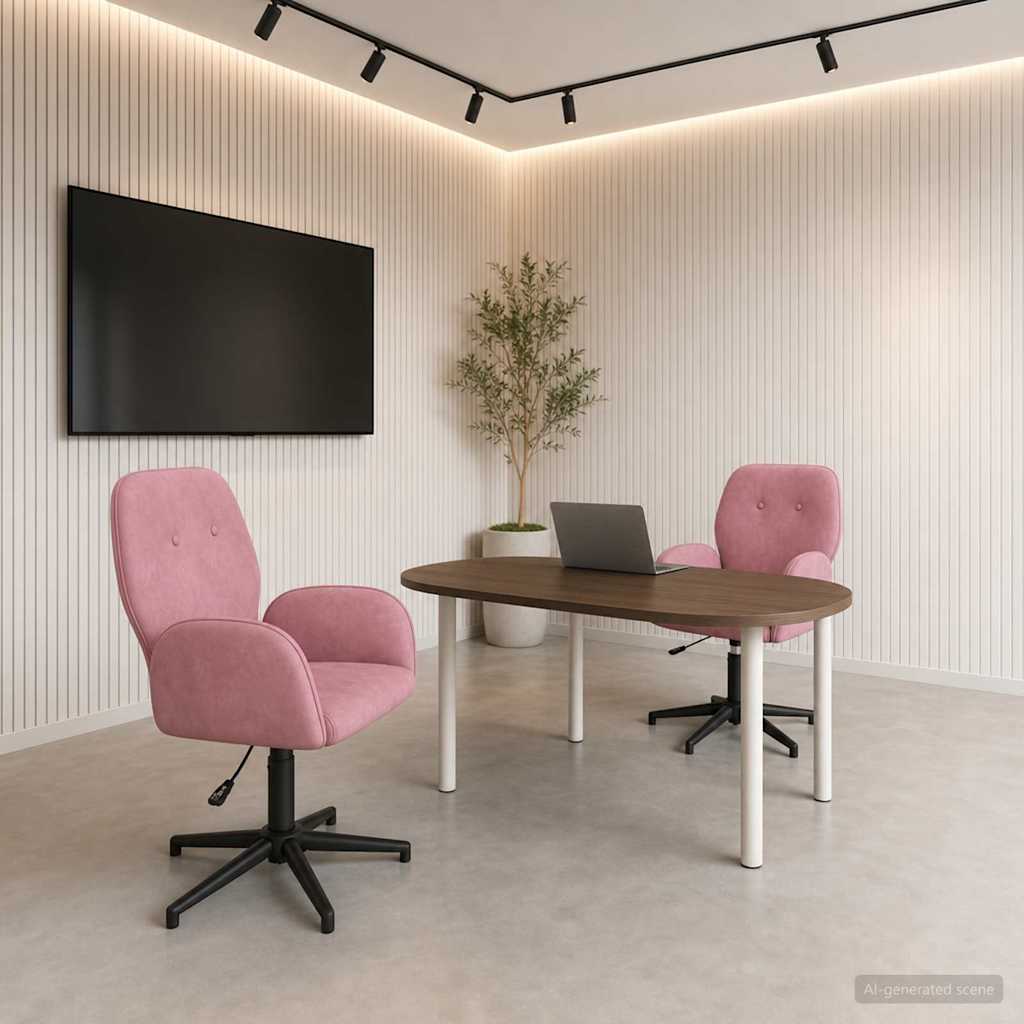 Okretne radne stolice 2 kom. 54 x 55 x 90 cm Ružičasta Baršun