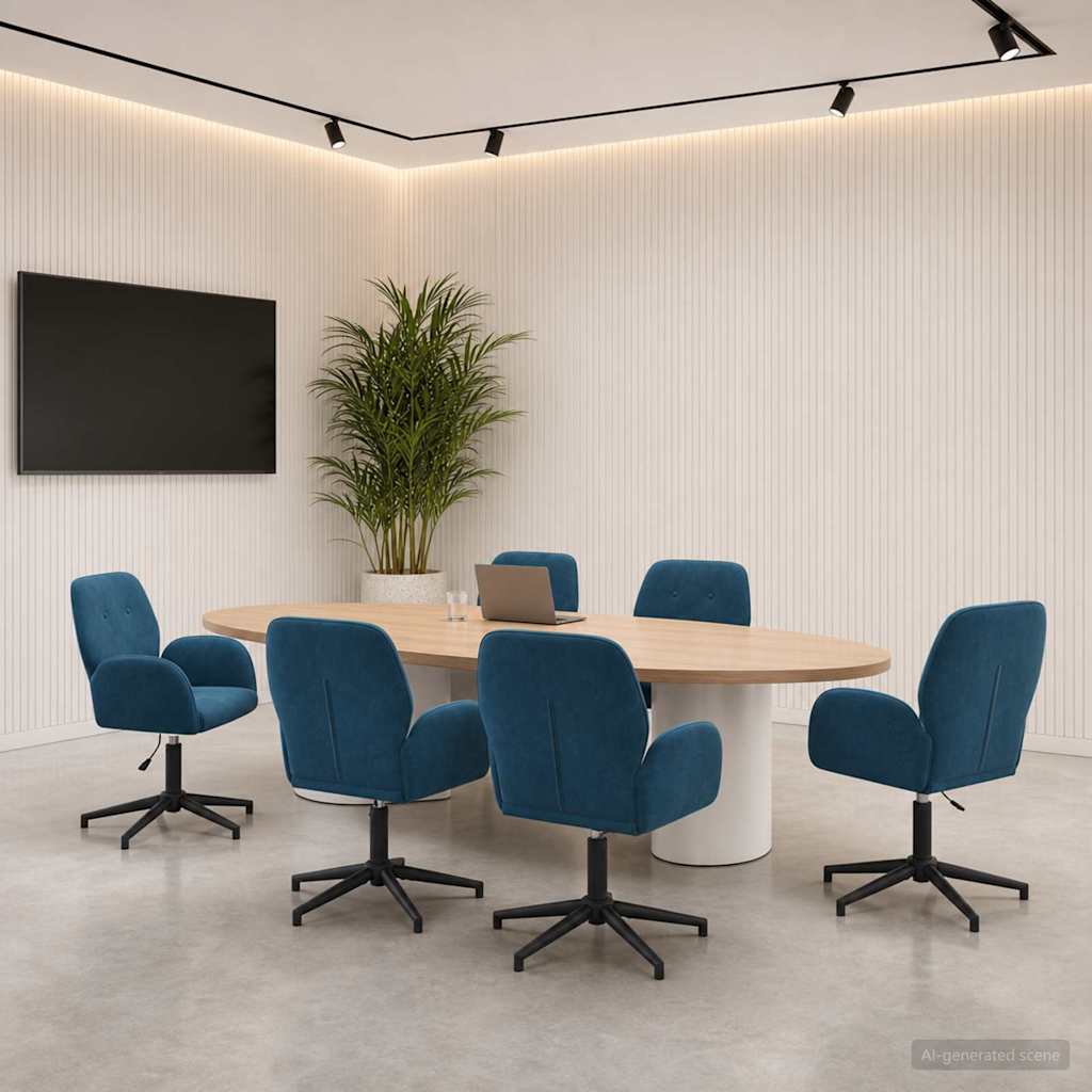 Okretne radne stolice 6 kom. 54 x 55 x 90 cm Plava Baršun