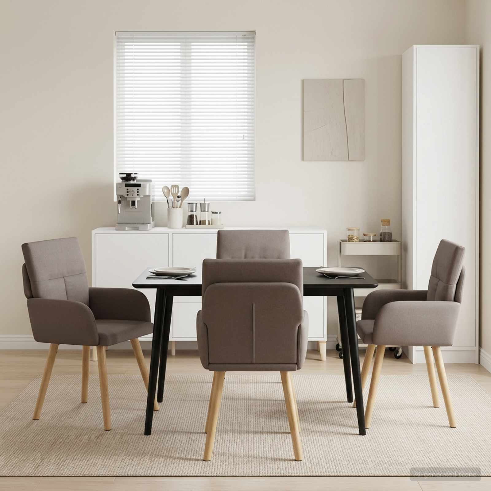 Trpezarijske stolice 4 pcs Tkanina Sivosmeđa 60 x 56 x 96 cm