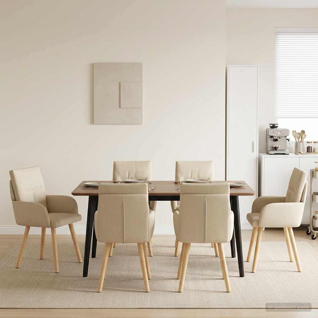 Trpezarijske stolice 4 pcs Tkanina Krem 60 x 56 x 96 cm