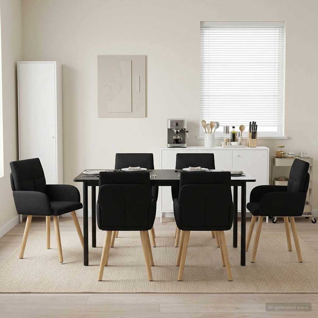 Trpezarijske stolice 6 pcs Tkanina Crna 60 x 56 x 96 cm