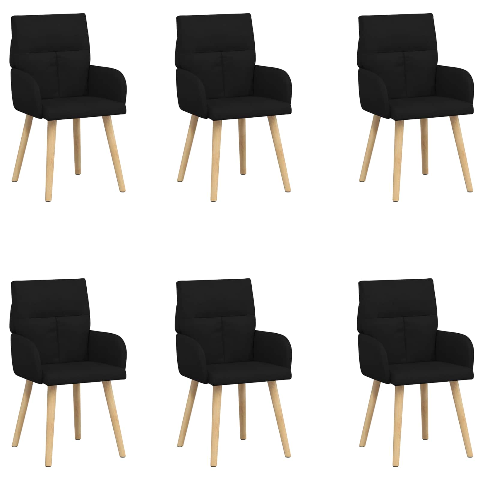 Trpezarijske stolice 6 pcs Tkanina Crna 60 x 56 x 96 cm