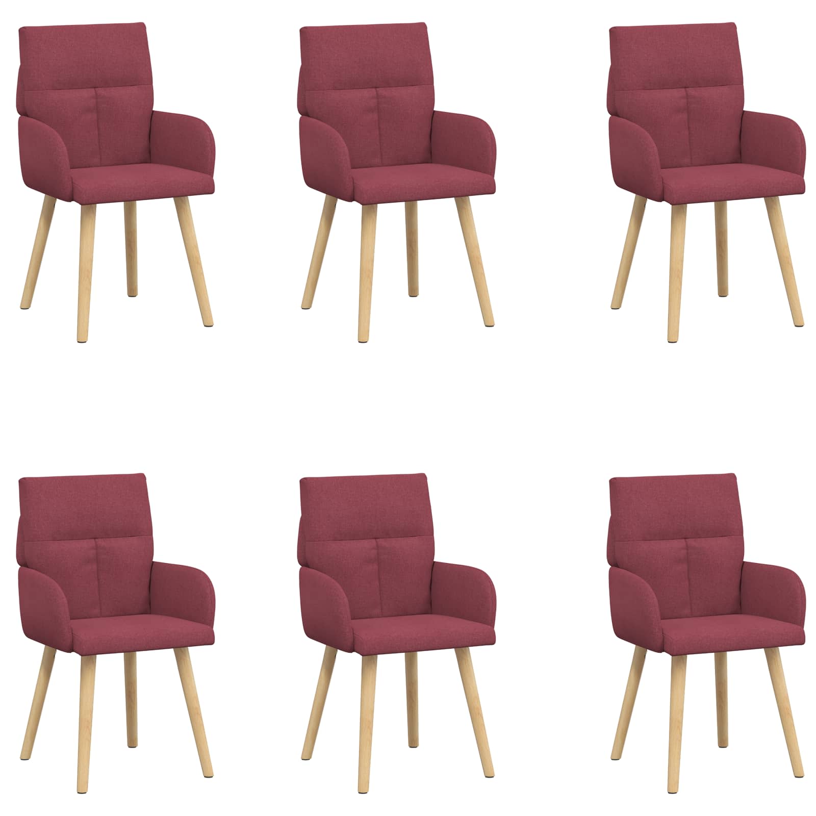 Trpezarijske stolice 6 pcs Tkanina Vinska crvena