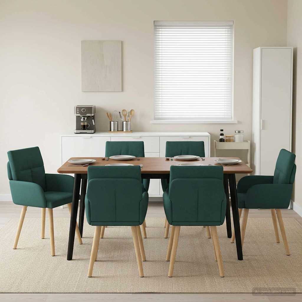 Trpezarijske stolice 6 pcs Tkanina Tamnozelena 60 x 56 x 96 cm
