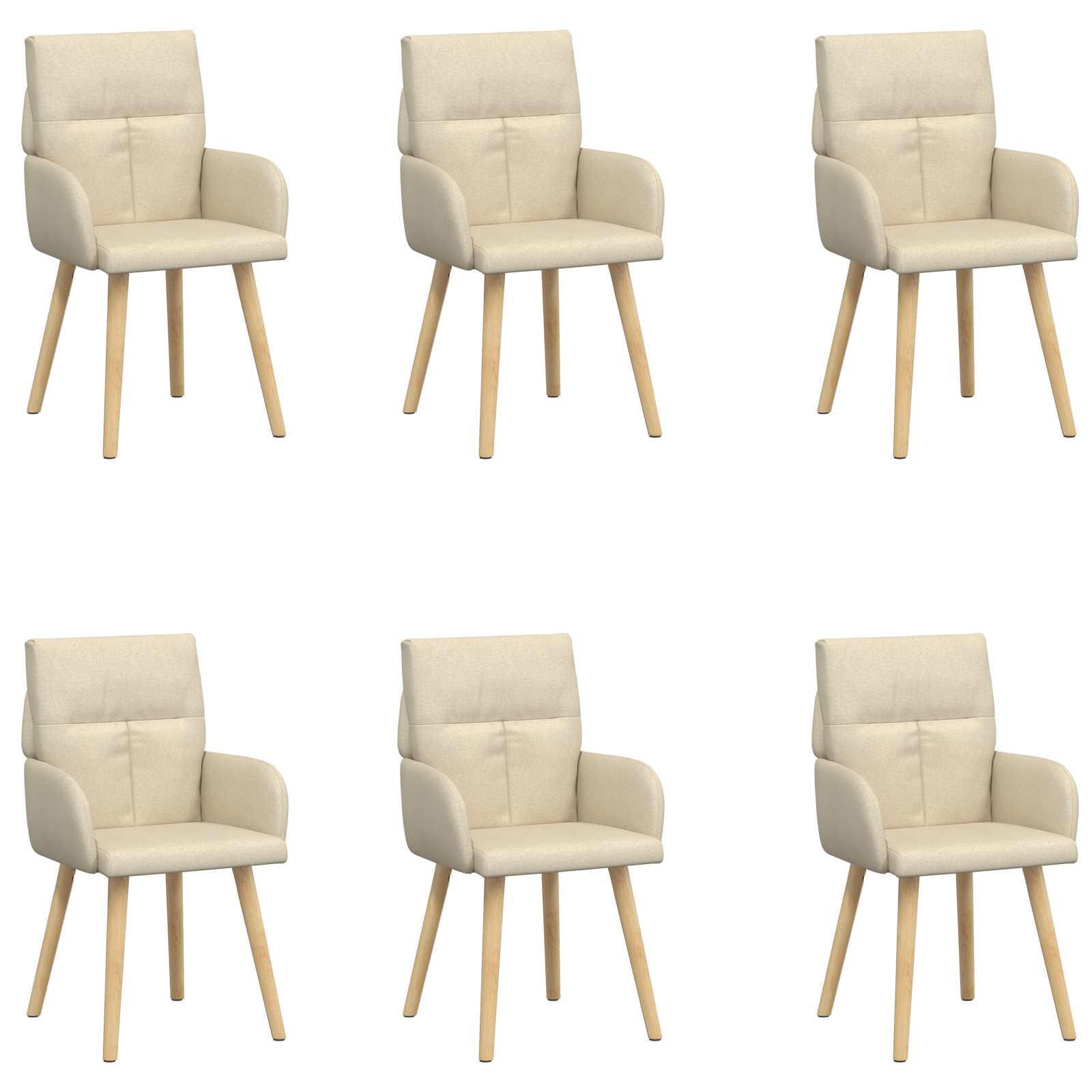 Trpezarijske stolice 6 pcs Tkanina Krem 60 x 56 x 96 cm