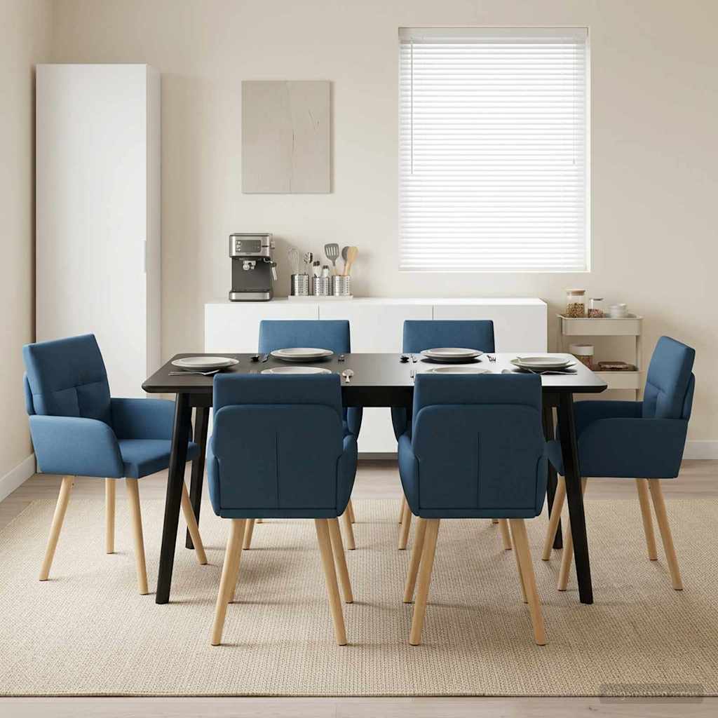 Trpezarijske stolice 6 pcs Tkanina Plava 60 x 56 x 96 cm