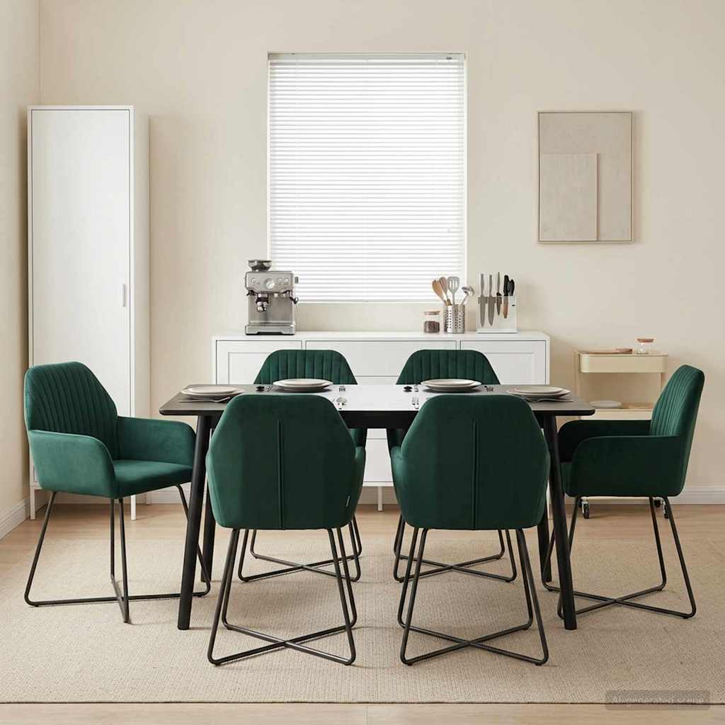 Trpezarijske stolice 4 pcs Baršun Tamnozelena 55 x 50 x 84 cm