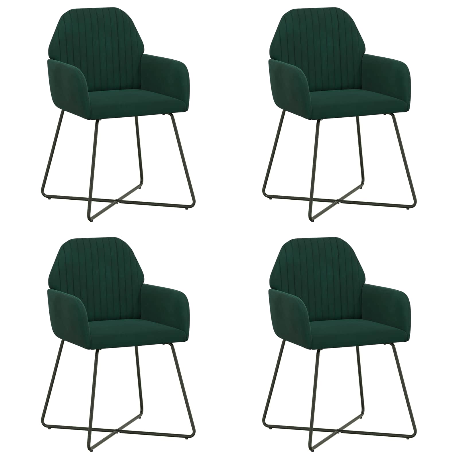 Trpezarijske stolice 4 pcs Baršun Tamnozelena 55 x 50 x 84 cm