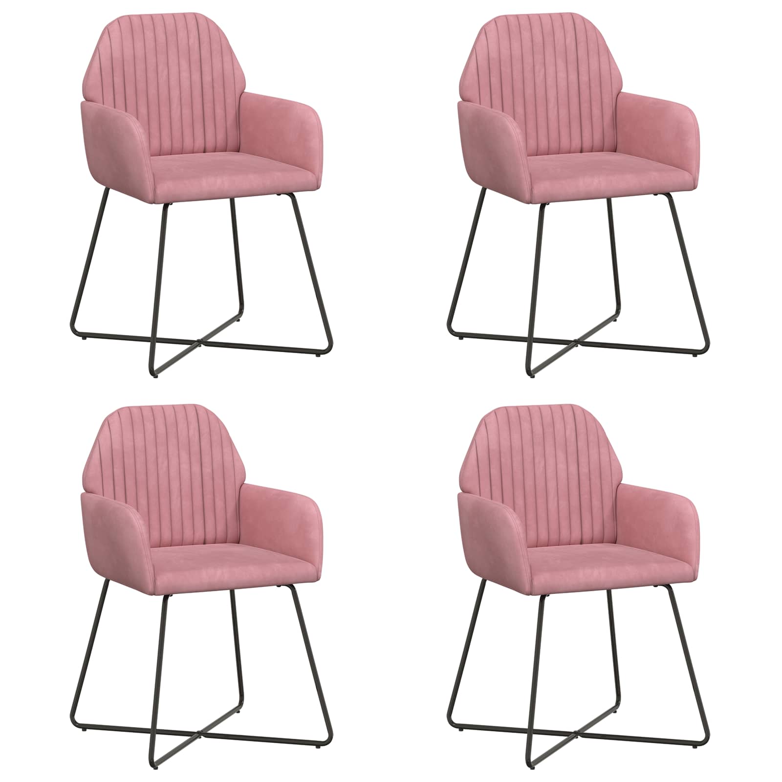 Trpezarijske stolice 4 pcs Baršun Ružičasta 55 x 50 x 84 cm