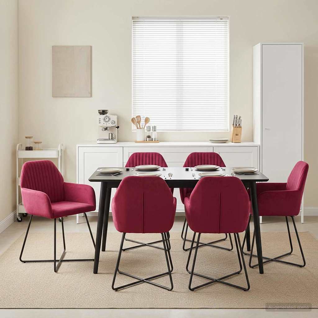 Trpezarijske stolice 4 pcs Baršun Vinska crvena 55 x 50 x 84 cm