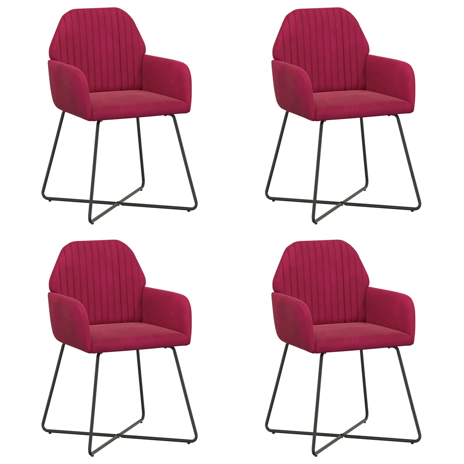 Trpezarijske stolice 4 pcs Baršun Vinska crvena 55 x 50 x 84 cm