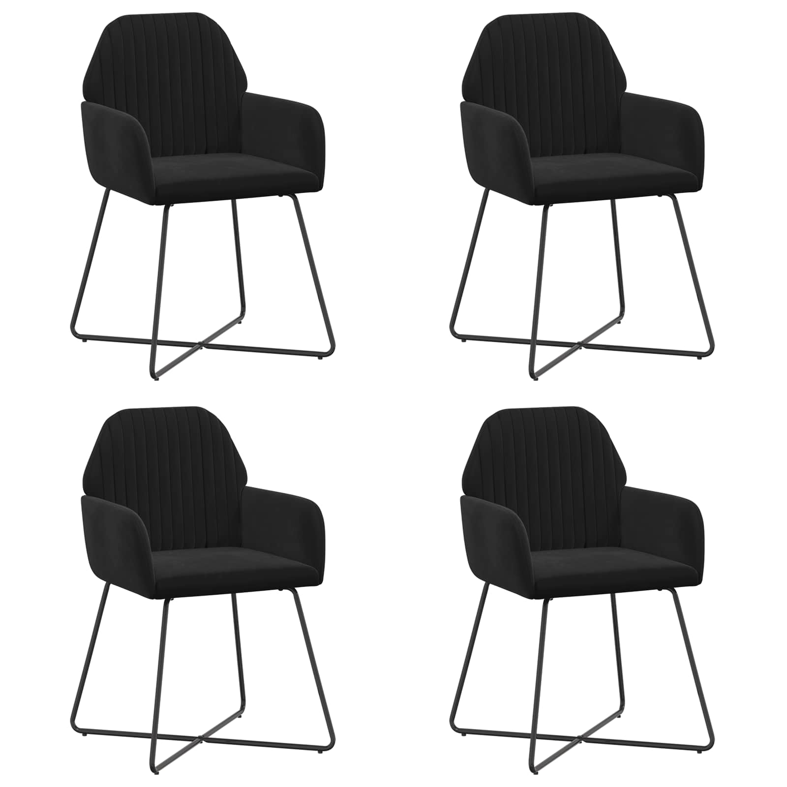 Trpezarijske stolice 4 pcs Baršun Crna 55 x 50 x 84 cm