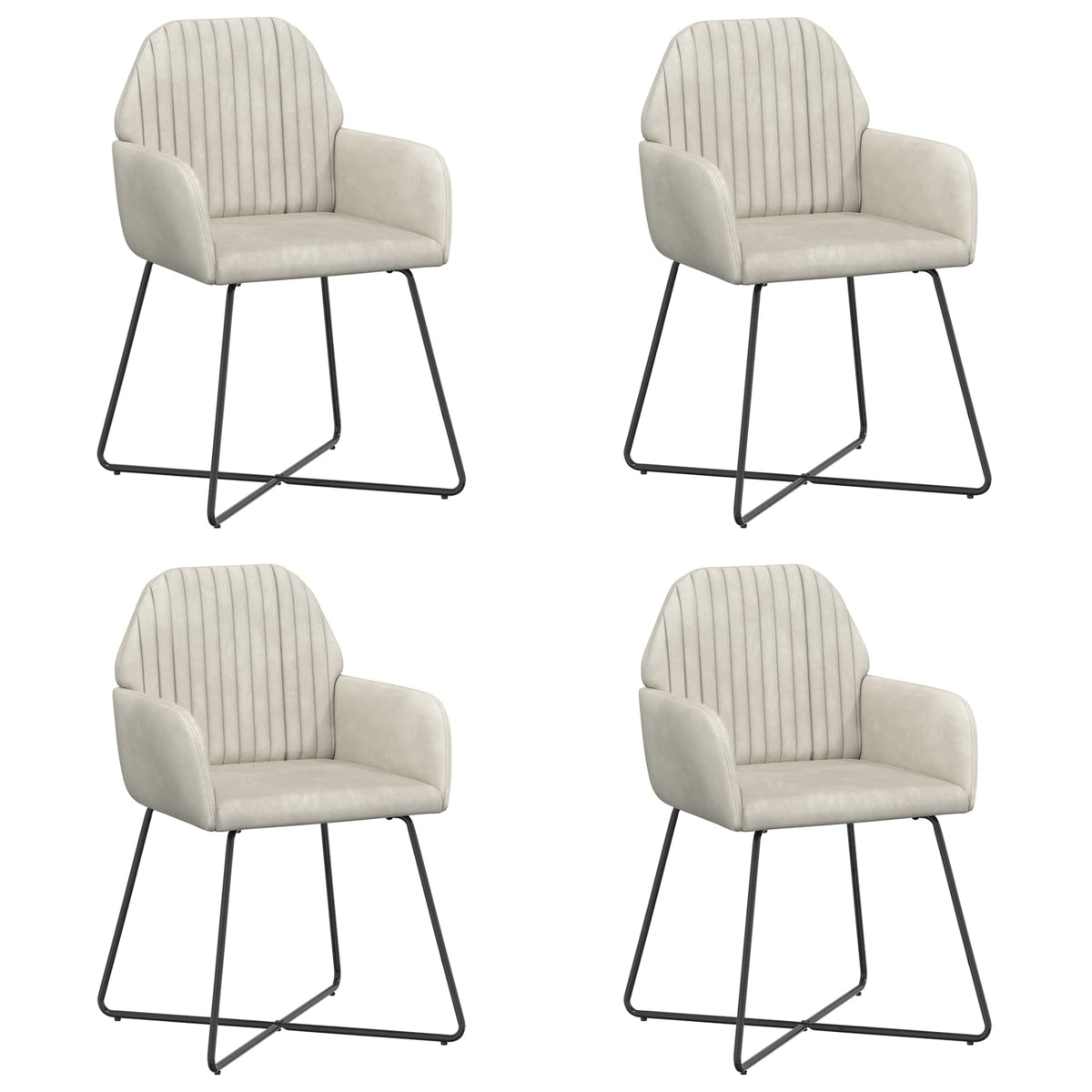 Trpezarijske stolice 4 pcs Baršun Krem 55 x 50 x 84 cm